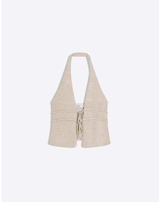Bershka Blue Sequin Halter Neck Top