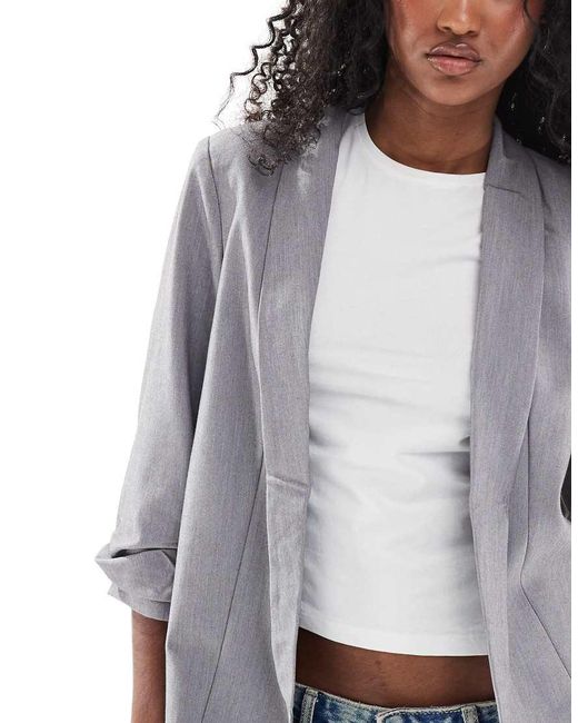 Pieces Blue Ruched Sleeve Blazer
