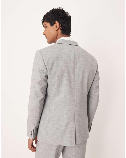 ASOS Gray Double Breasted Slim Suit Jacket for men