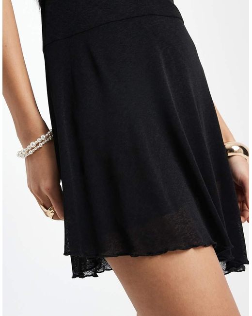 Cotton On Black Mesh Asymmetric Hem Mini Dress