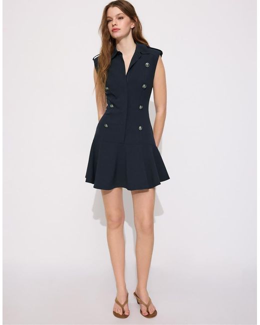 Stradivarius Red Short Sleeveless Buttoned Dress