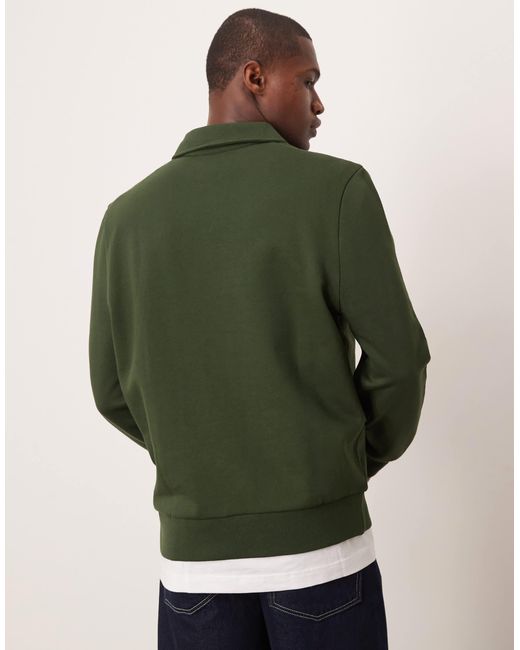 ASOS Green Standard Fit Quarter Zip Sweatshirt With Collar for men
