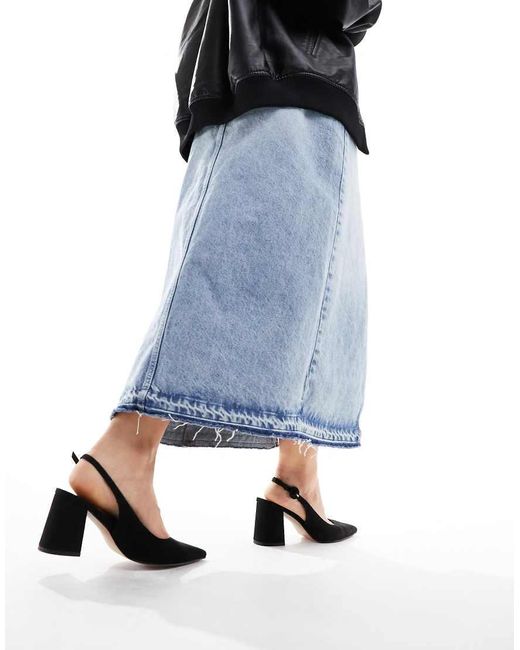 ASOS Blue Wide Fit Sutton Slingback Mid Block Heeled Shoes
