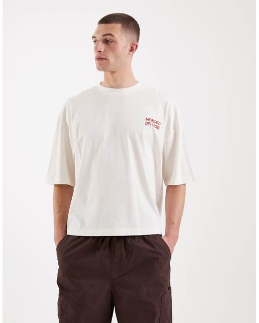 ASOS White Boxy Oversized T-shirt With Floral Graphic for men