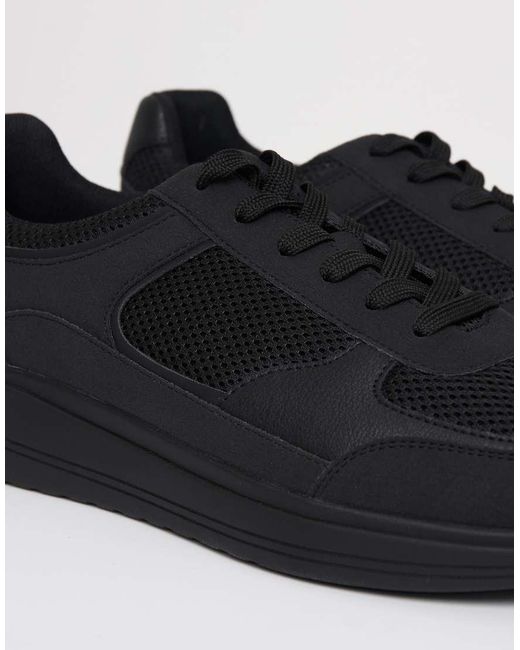 Threadbare Black Lace Up Casual Trainers for men