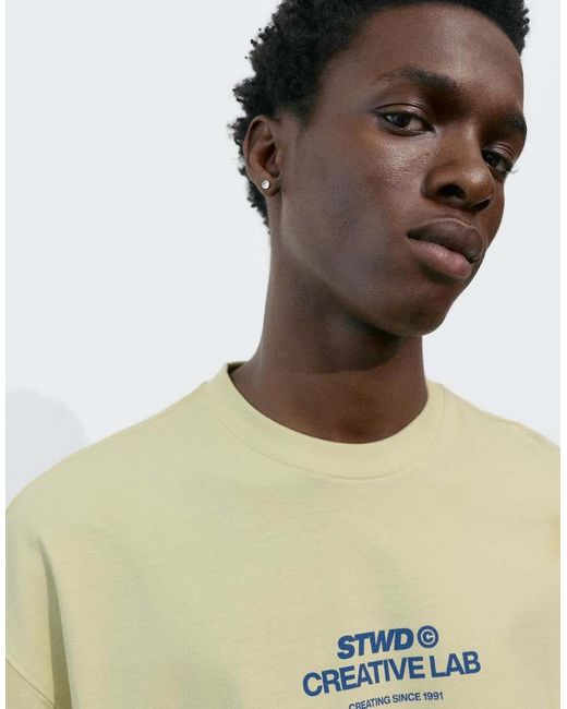 Pull&Bear Green Stwd Creative Lab T-shirt for men