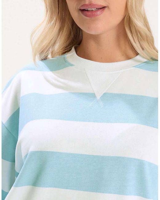 Yours Clothing Blue Jersey Stripe Sweatshirt