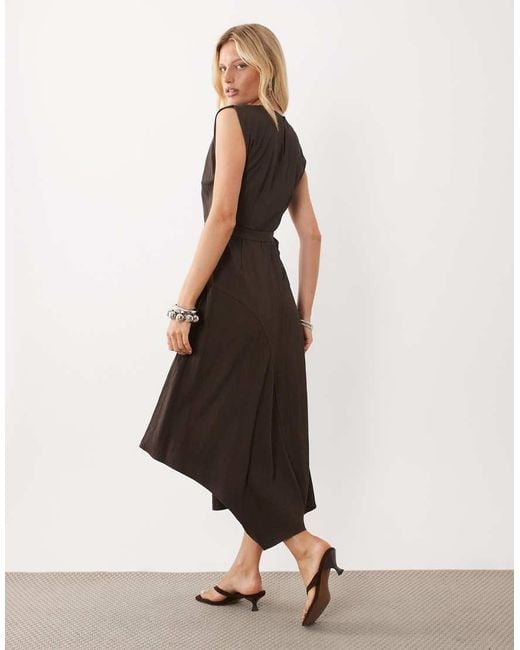 Mango Natural Sleeveless Belted Midi Dress
