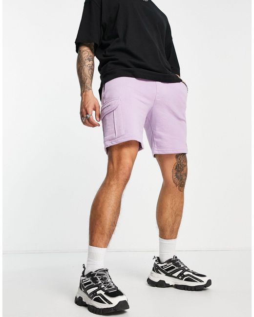 Bershka Jersey Cargo Shorts in Purple for Men | Lyst