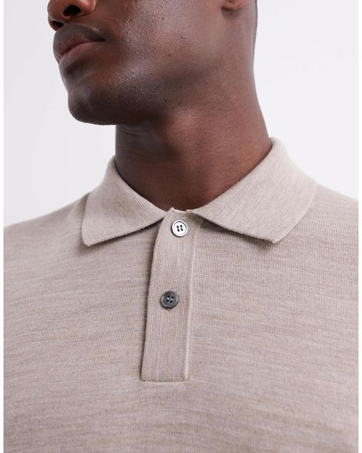 ARKET Gray Merino Wool Knitted Short Sleeve Polo Shirt for men