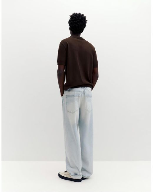Pull&Bear White Short Sleeve Polo Shirt for men