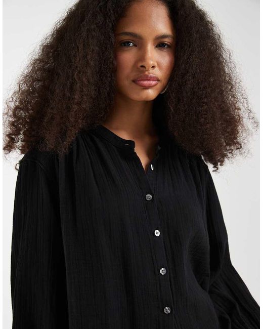 Gap Black Oversized Linen Look Shirt