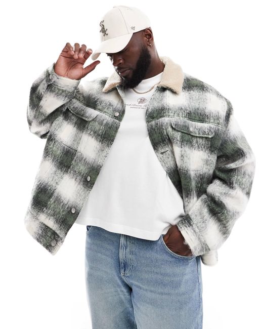 ASOS Gray Oversized Wool Look Harrington Jacket for men