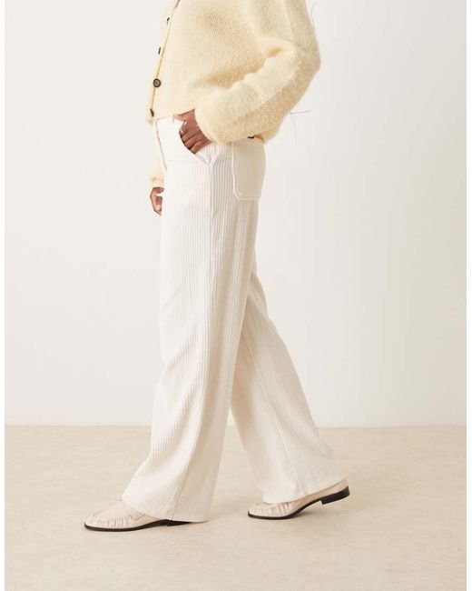 Vila Natural High Waisted Corduroy Trousers