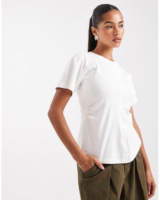 ONLY White Cinch Waist T-Shirt