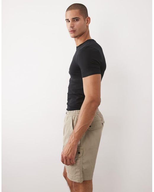 River Island Natural Cargo Shorts for men