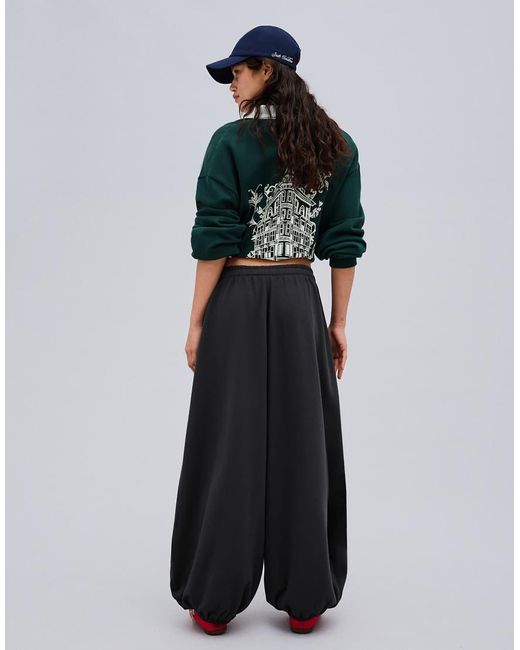 Bershka Gray Balloon Fit Plush Trousers