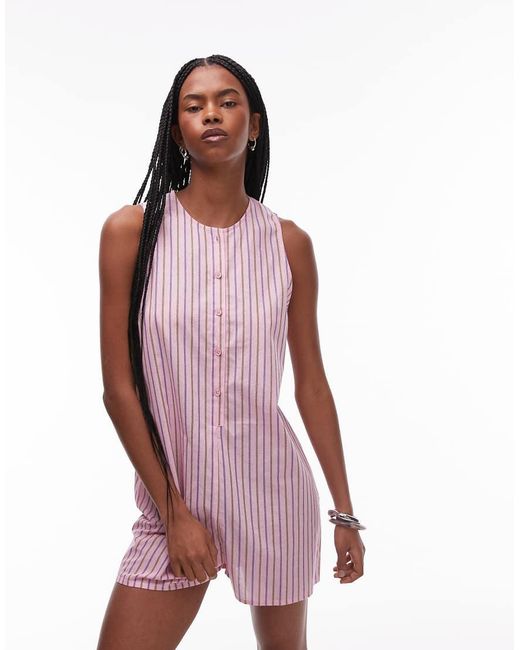 TOPSHOP Red Stripe Romper