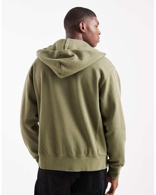Levi's Green Zip Through Hoodie With Small Logo Print for men