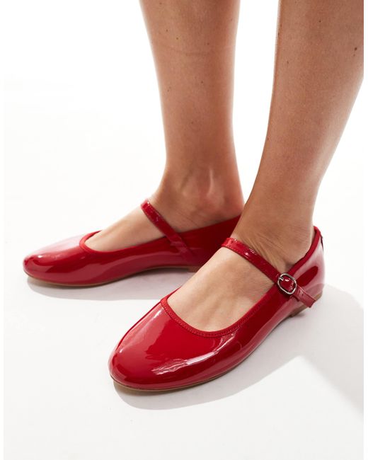 Steve Madden Red Vinetta Ballet Flats With Strap