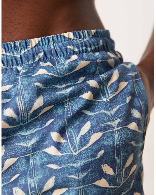Free Society Blue Contrast Print Swim Short for men