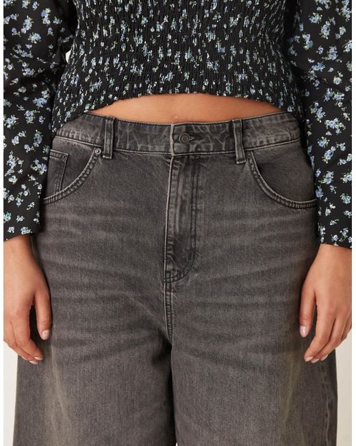 ASOS Black Asos Design Curve High Waisted Barrel Leg Jeans