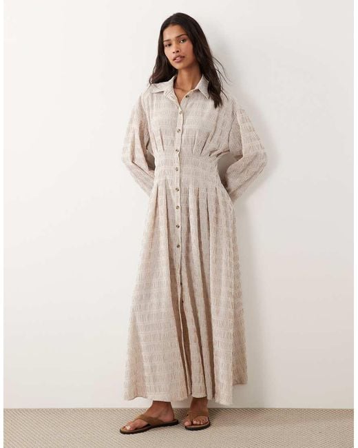 ASOS Natural Cinched Detail Maxi Shirt Dress