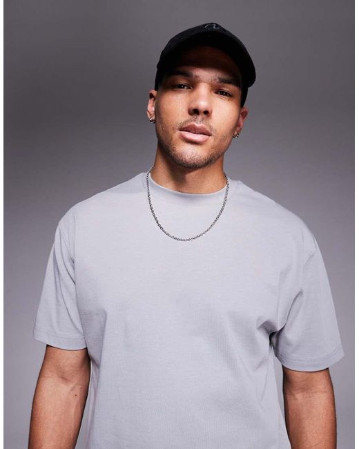 ASOS Ruimvallend T-Shirt Van 240G/M² Zware Stof in het Gray voor heren