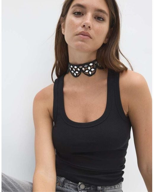 Stradivarius White Mirror Wave Choker