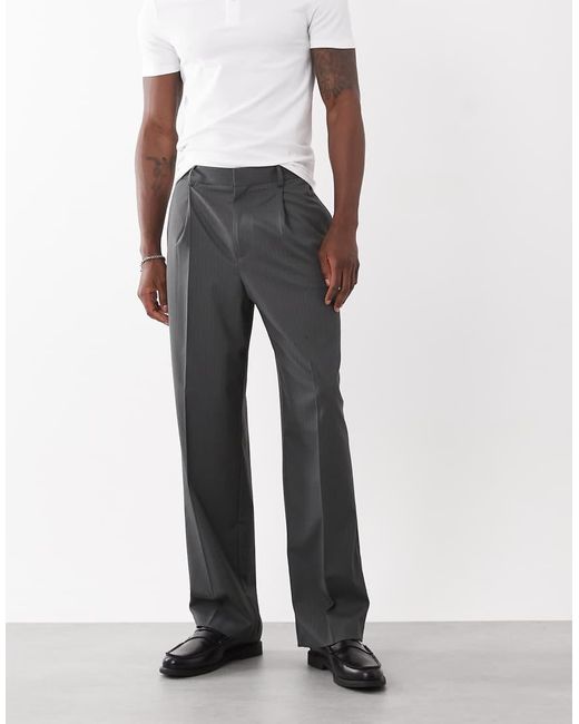 ASOS White Tailored Pleated Wide Leg Trousers for men