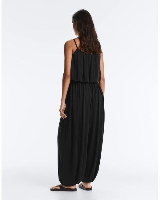Oysho Black Modal Blend Strappy Top