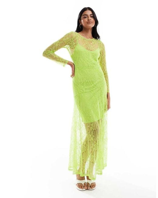 Vestito Lungo A Maniche Lunghe di Object in Green