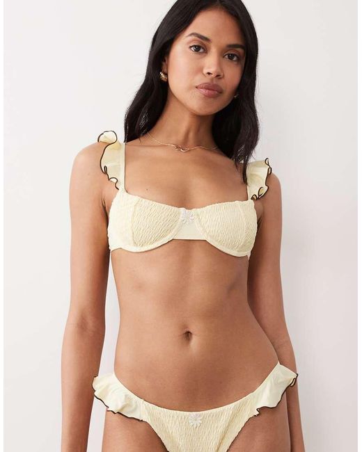 Wild Lovers Yellow Zesty Underwire Bikini Top With Ruffle Strap