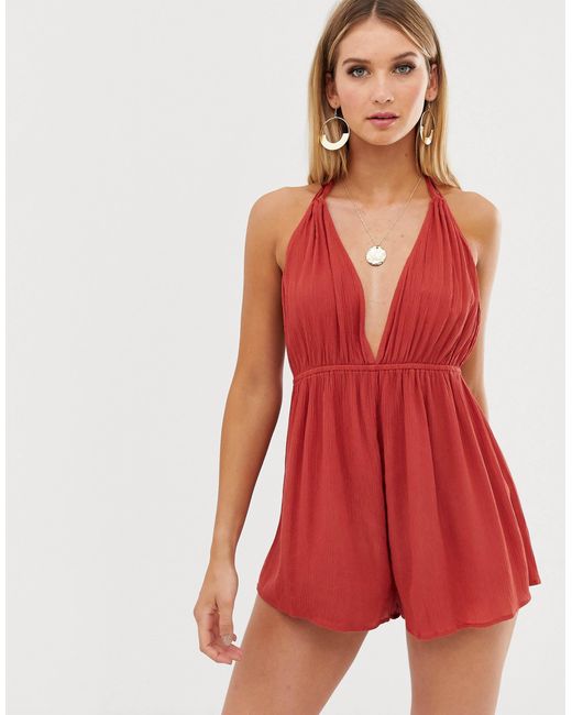 asos red playsuit