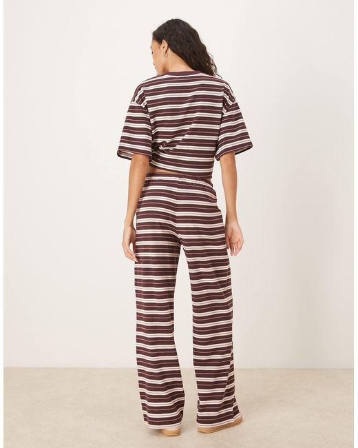 Pantalon large texturé d'ensemble à rayures - chocolat ASOS en coloris Multicolor