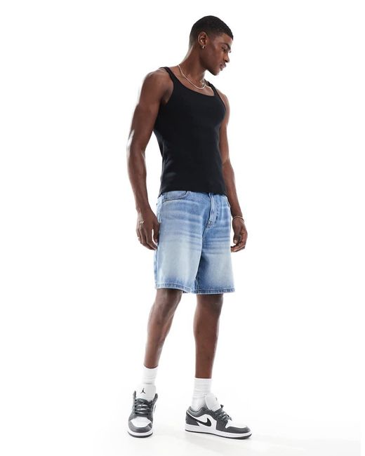 ASOS Black Essentials Muscle Fit Singlet With Square Neck for men