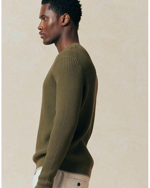 Mango Green Cotton Mix Knitted Sweater for men