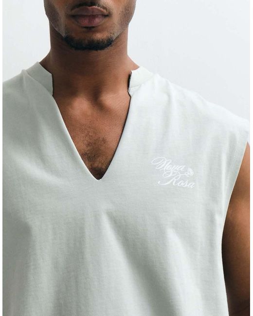 ASOS White Boxy Oversized Tank With V-neck for men
