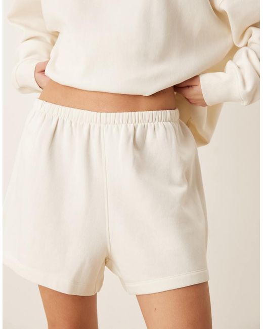 ASOS Natural Hibernation Mode Graphic Print Pyjama Sweatshirt And Short Set
