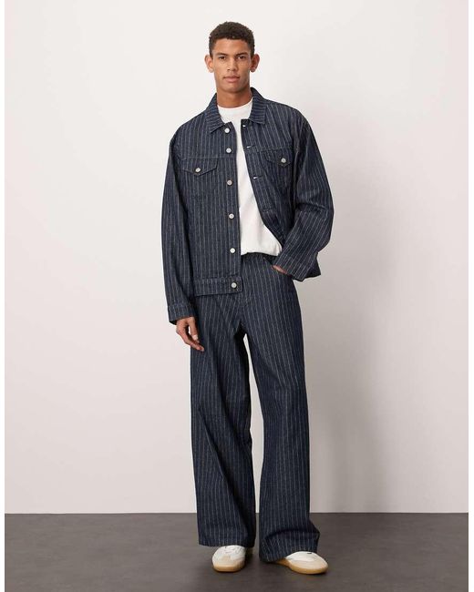 ASOS Blue Co-ord Loose Striped Jeans for men
