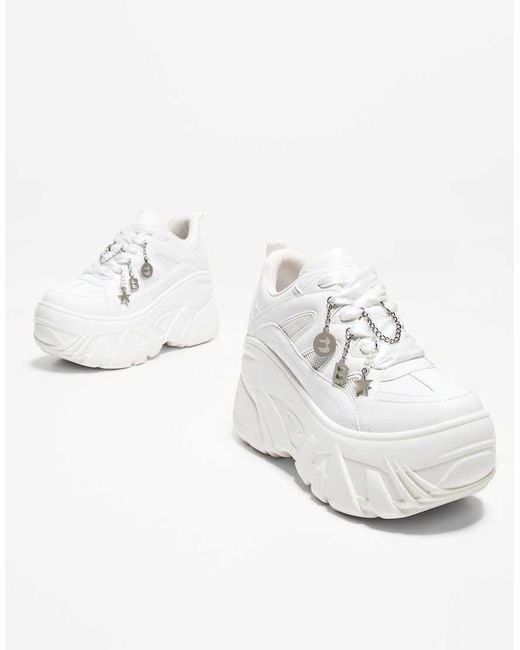 Bershka White Xl Platform Trainers With Charms