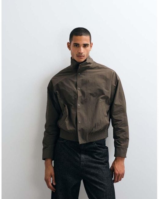 SELECTED Black High Neck Light Bomber Jacket for men