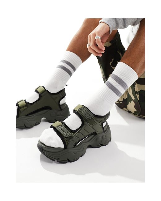 Buffalo Green Binary Track Sandals for men