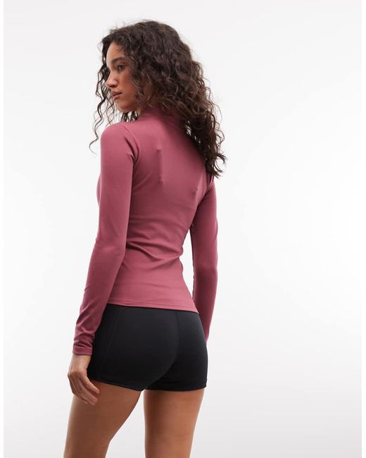 Nike Red One Dri-fit Full Zip Fitted Long Sleeve Top