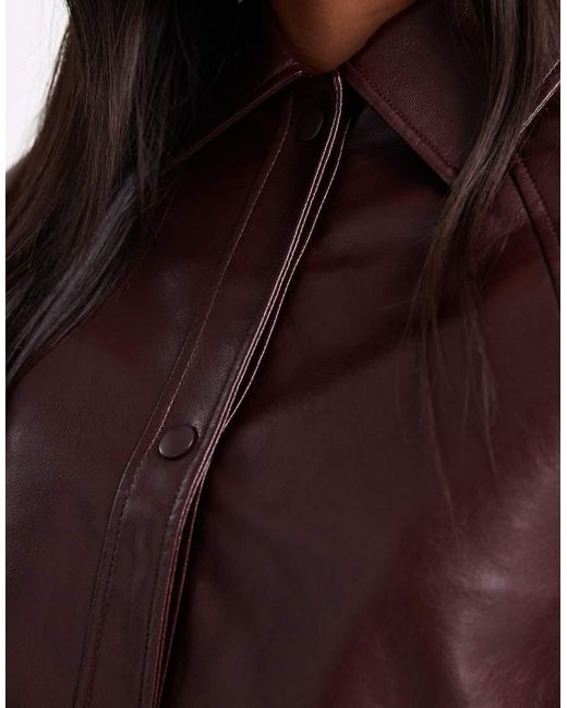 New Look Purple Bubble Hem Faux Leather Jacket