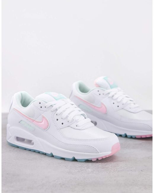 nike air max 90 white pink green