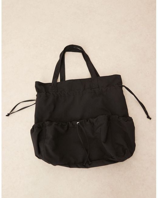 ASOS Black – geraffte tragetasche aus nylon