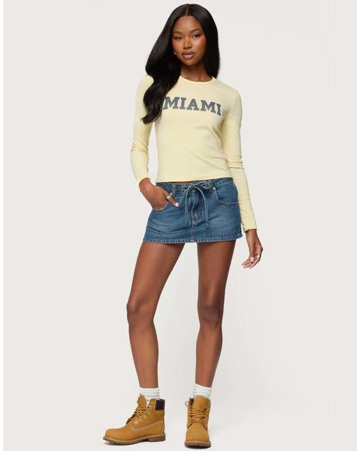 Edikted Blue Miami Girl Long Sleeve T Shirt