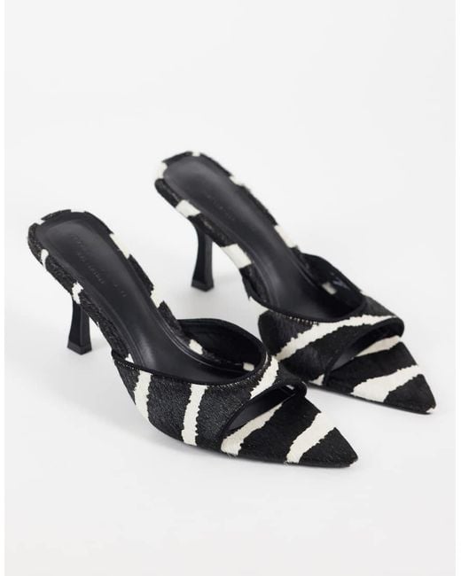 ASOS White Hotline Hair On Real Leather Pointed Heeled Mules