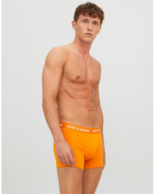 Jack & Jones – 3er-pack trunks mit gleichfarbigem taillenbund in Orange für Herren